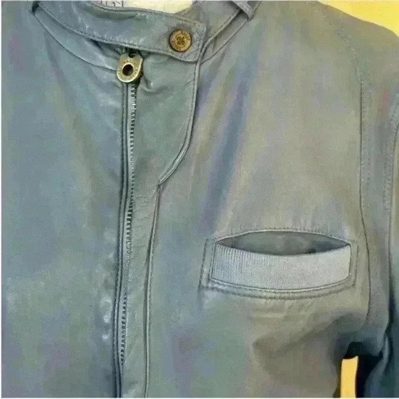 Bally Of Switzerland Vintage Gray/Blue Leather Jacket Size 42 US Large - Picture 9 of 14